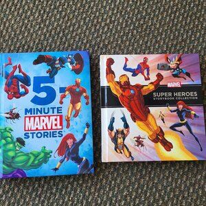 Lot of 2 Marvel Story Books 5 Minute Stories & Super Heroes Storybook Collection